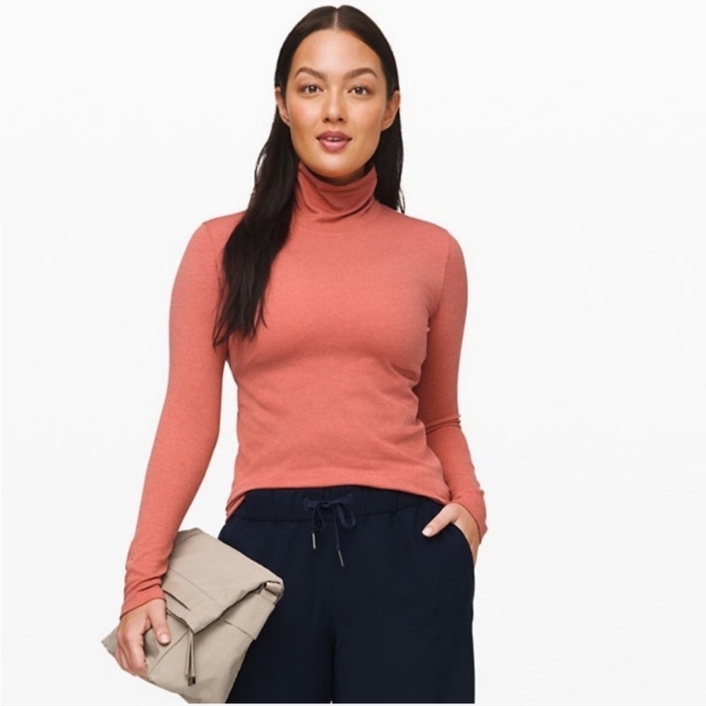 Lululemon Yin Vibes Turtleneck Copper Clay Top Long Sleeve Shirt Sz 12
